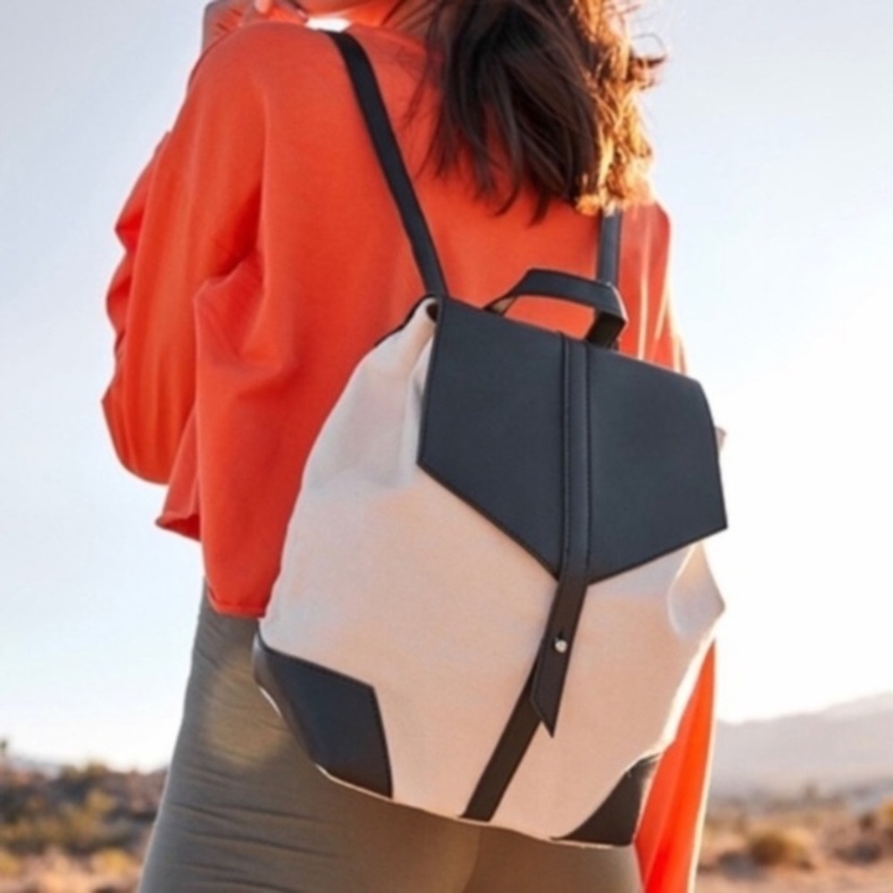 NEW Deux Lux Vegan Leather Black/Cream Canvas Backpack